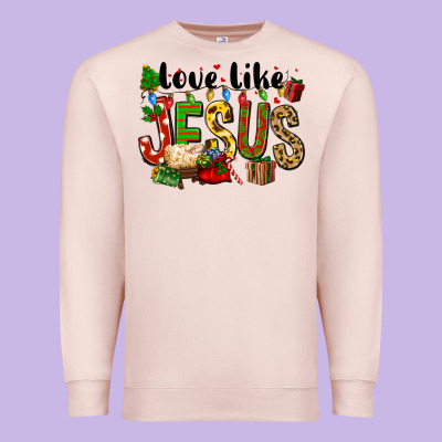 Christmas Love Like Jesus Premium Sweatshirt Designed By Fadigitalartstudio
