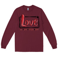 Burgundy love all day every day hearts Long Sleeve Tee - MaliasSmallBusiness