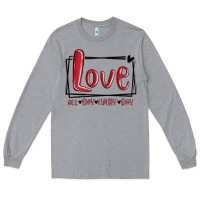 Heather Grey love all day every day hearts Long Sleeve Tee - MaliasSmallBusiness