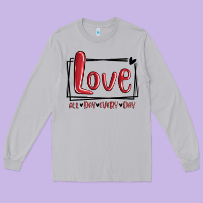 Long Sleeve Tee love all day every day hearts