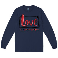 Navy love all day every day hearts Long Sleeve Tee - MaliasSmallBusiness