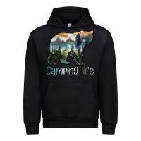Black camping bear Urban Hoodie - MaliasSmallBusiness