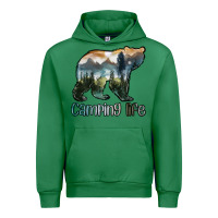 Emerald camping bear Urban Hoodie - MaliasSmallBusiness