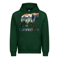 Forest Green camping bear Urban Hoodie - MaliasSmallBusiness