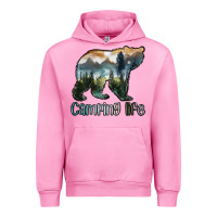 Fuchsia Pink camping bear Urban Hoodie - MaliasSmallBusiness