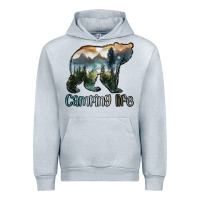 Heather Grey camping bear Urban Hoodie - MaliasSmallBusiness