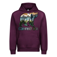 Mauve Wine camping bear Urban Hoodie - MaliasSmallBusiness