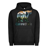 Pigment Black camping bear Urban Hoodie - MaliasSmallBusiness