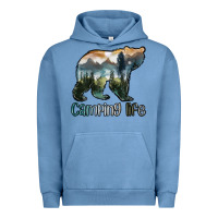 Pigment Pebble Blue camping bear Urban Hoodie - MaliasSmallBusiness