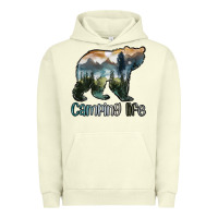 Pigment Pistachio camping bear Urban Hoodie - MaliasSmallBusiness