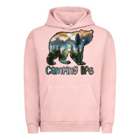 Pigment Salmon camping bear Urban Hoodie - MaliasSmallBusiness