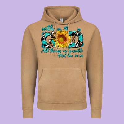 With God All Things Are Possible Sunflower Vintage Hoodie Designed By Adodesignshop