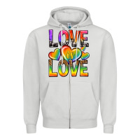 Dove Grey love is love with hearts Zipper Hoodie - texasbilliewilder