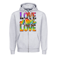 Heather Grey love is love with hearts Zipper Hoodie - texasbilliewilder