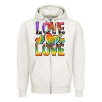 Oatmeal Heather love is love with hearts Zipper Hoodie - texasbilliewilder