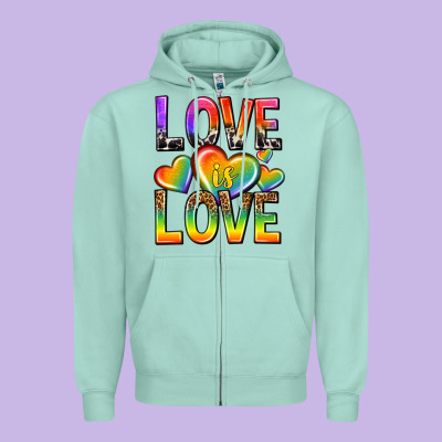 Zipper Hoodie love is love with hearts