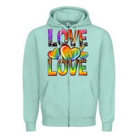 Seafoam love is love with hearts Zipper Hoodie - texasbilliewilder
