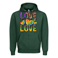 Sports Green love is love with hearts Zipper Hoodie - texasbilliewilder