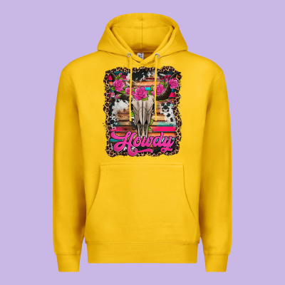 Howdy Valentine's Day Bull Skull Premium Hoodie Designed By Jasminsmagicworld