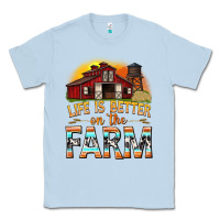 Dusty Blue life is better on the farm with barn Classic Tee - texasbilliewilder