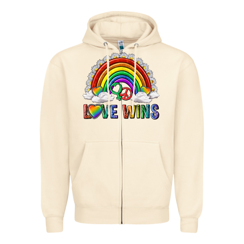 Love Wins With Daisy And Heart Zipper Hoodie by texasbilliewilder | Teevron