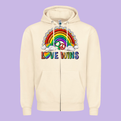 Zipper Hoodie love wins with daisy and heart