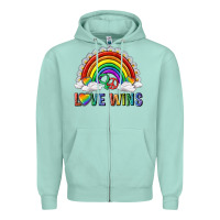 Seafoam love wins with daisy and heart Zipper Hoodie - texasbilliewilder