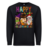 Black Happy hallothankmas dog Premium Sweatshirt - FaDigitalArtStudio
