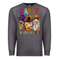 Charcoal Heather Happy hallothankmas dog Premium Sweatshirt - FaDigitalArtStudio