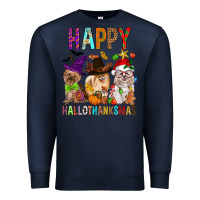 Navy Happy hallothankmas dog Premium Sweatshirt - FaDigitalArtStudio