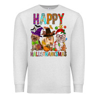 Oatmeal Heather Happy hallothankmas dog Premium Sweatshirt - FaDigitalArtStudio