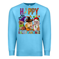 Ocean Blue Happy hallothankmas dog Premium Sweatshirt - FaDigitalArtStudio