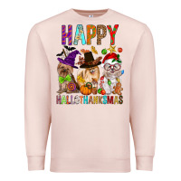 Pale Pink Happy hallothankmas dog Premium Sweatshirt - FaDigitalArtStudio
