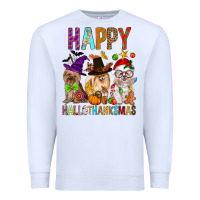 White Happy hallothankmas dog Premium Sweatshirt - FaDigitalArtStudio