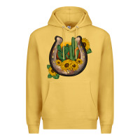Antique Gold western horseshoe sunflower cactus Premium Hoodie - BarkalooDesign