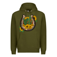 Army Green western horseshoe sunflower cactus Premium Hoodie - BarkalooDesign