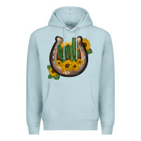 Blue Mist western horseshoe sunflower cactus Premium Hoodie - BarkalooDesign