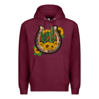 Burgundy western horseshoe sunflower cactus Premium Hoodie - BarkalooDesign