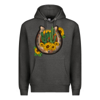 Charcoal Heather western horseshoe sunflower cactus Premium Hoodie - BarkalooDesign