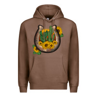 Chestnut western horseshoe sunflower cactus Premium Hoodie - BarkalooDesign
