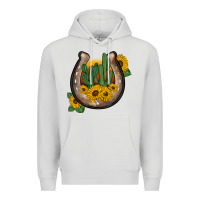 Dove Grey western horseshoe sunflower cactus Premium Hoodie - BarkalooDesign