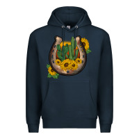 Navy western horseshoe sunflower cactus Premium Hoodie - BarkalooDesign