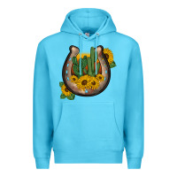 Ocean Blue western horseshoe sunflower cactus Premium Hoodie - BarkalooDesign