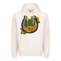 Pale Pink western horseshoe sunflower cactus Premium Hoodie - BarkalooDesign