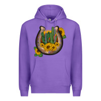 Purple western horseshoe sunflower cactus Premium Hoodie - BarkalooDesign