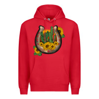 Red western horseshoe sunflower cactus Premium Hoodie - BarkalooDesign