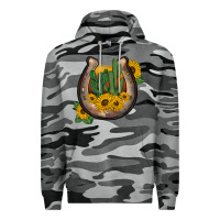 Slate Camo western horseshoe sunflower cactus Premium Hoodie - BarkalooDesign