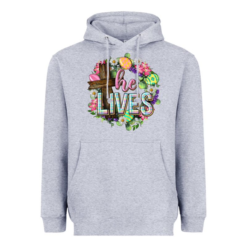 He Lives Easter With Flowers Heavyweight Hoodie by Neo Western | Teevron