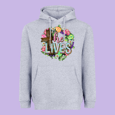 He Lives Easter With Flowers Heavyweight Hoodie Designed By Neo Western