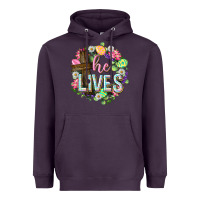 Plum He lives Easter with flowers Heavyweight Hoodie - Neo Western